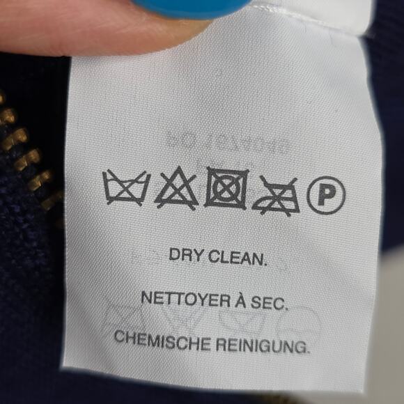 J.Crew Collection SzSm Shawl Bonded Wool Popover Navy Side Zips Sweater Simple - Picture 15 of 16